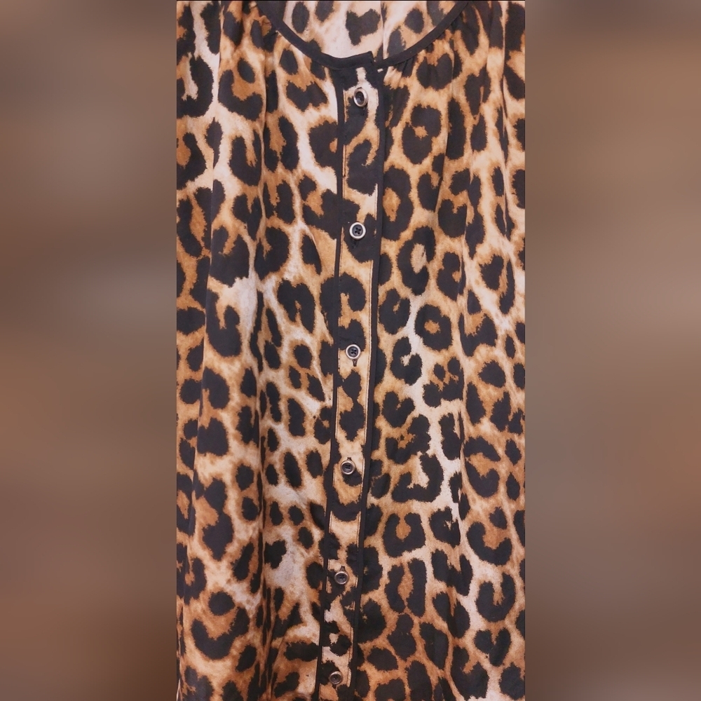 Express Leopard Print Button Up Blouse Size Mediu… - image 2